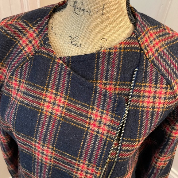 Brooks Brothers plaid jacket with asymmetrical zipper - Picture 2 of 7